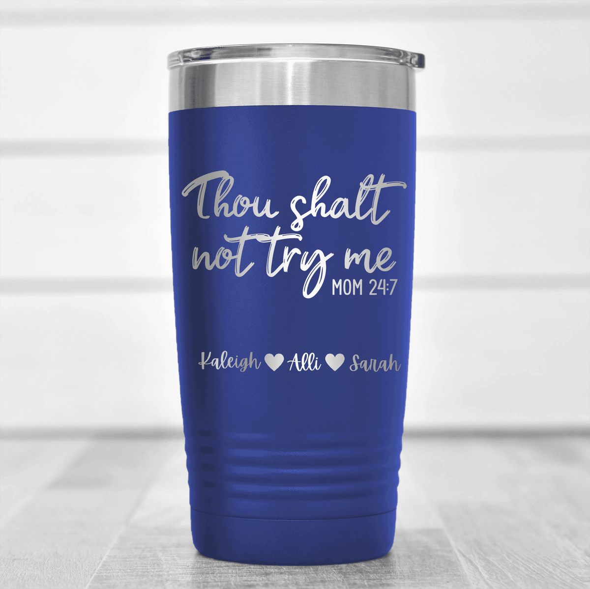 Blue Mothers Day Tumbler With Moms Revelations Design