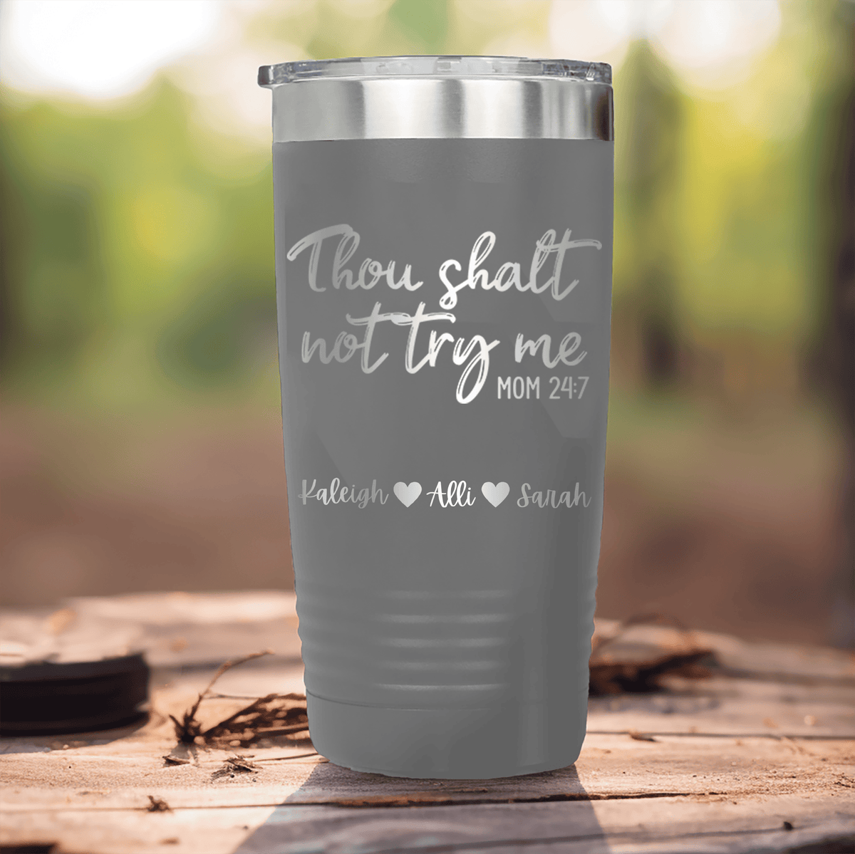 Grey Mothers Day Tumbler With Moms Revelations Design