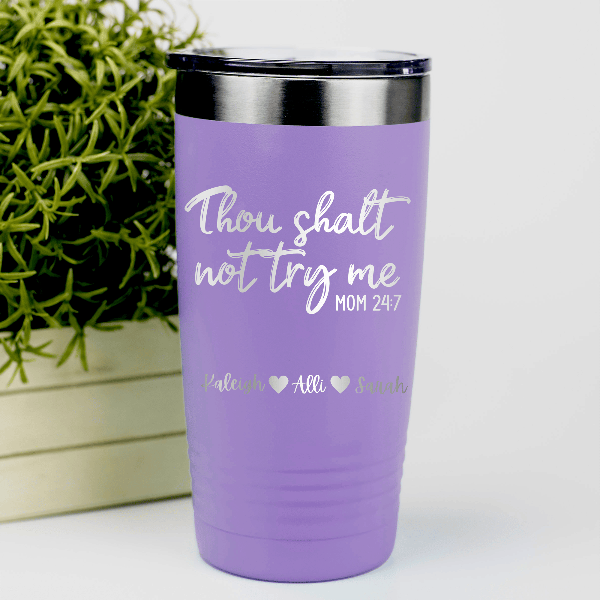 Light Purple Mothers Day Tumbler With Moms Revelations Design