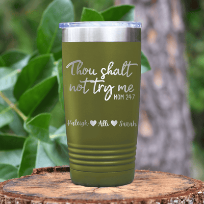 Military Green Mothers Day Tumbler With Moms Revelations Design