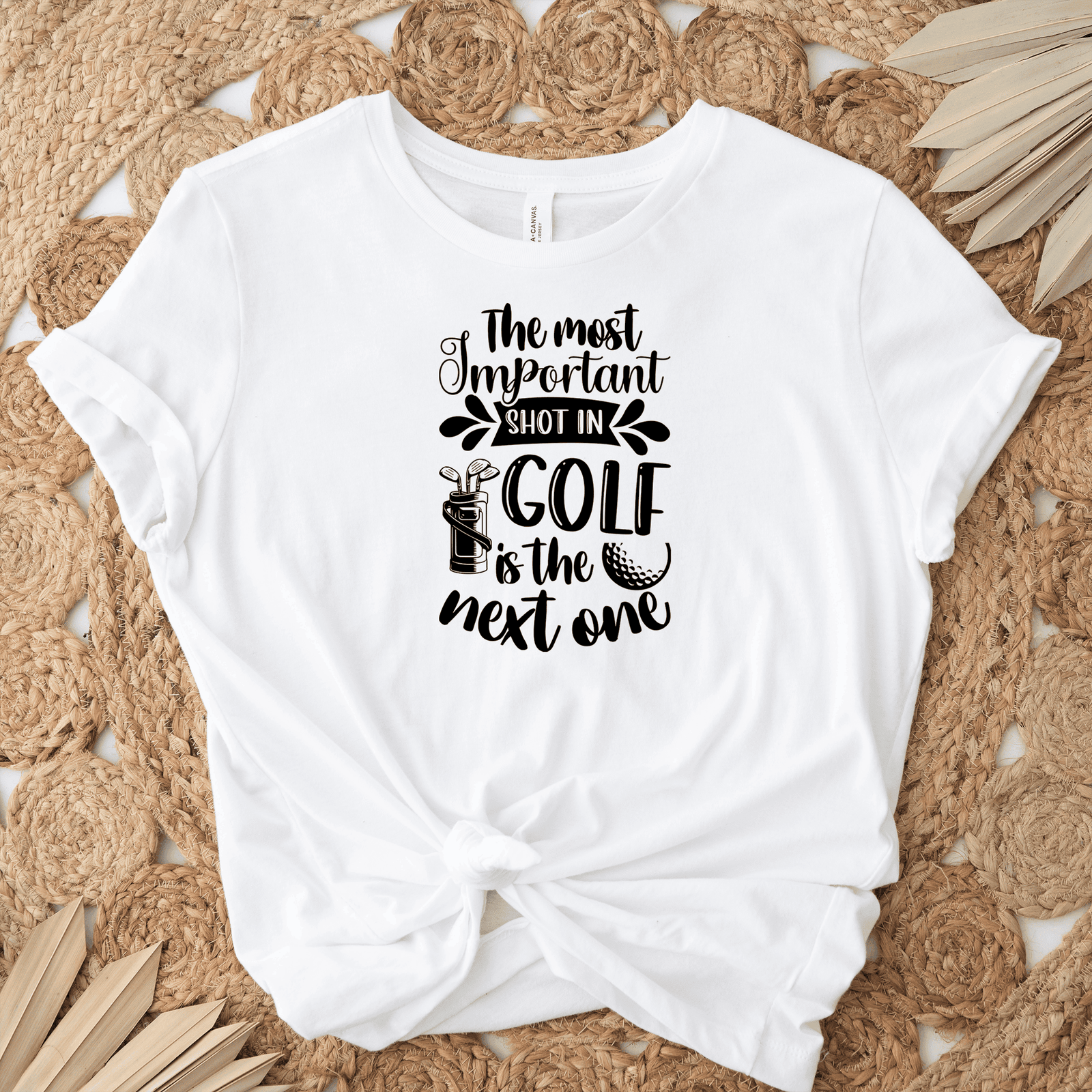 Womens White T Shirt with Most-Important-Shot design