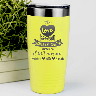 Yellow Mothers Day Tumbler With Mothers And Daughters Design