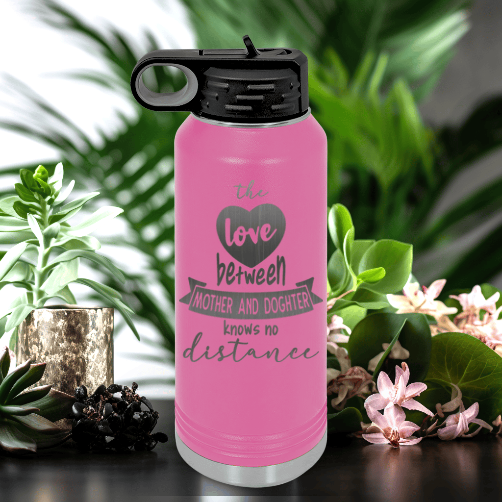 Pink Mothers Day Water Bottle With Mothers And Daughters Design