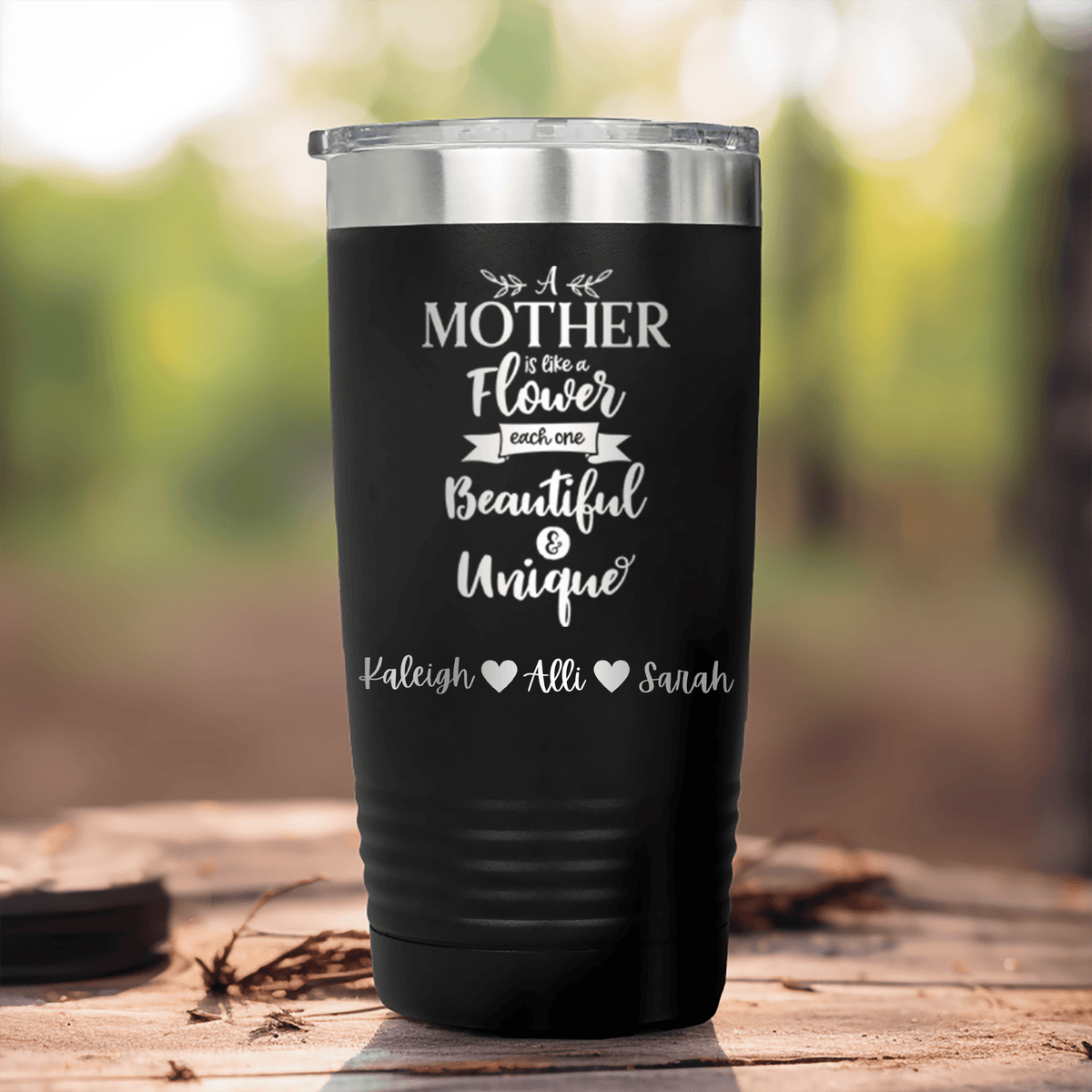 Black Mothers Day Tumbler With Mothers Are Like Flowers Design