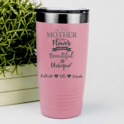 Salmon Mothers Day Tumbler With Mothers Are Like Flowers Design