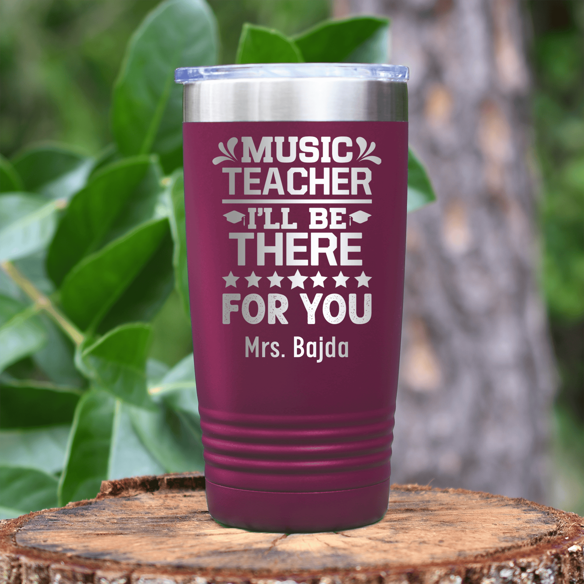 Maroon Teacher Tumbler With Music Teacher Design