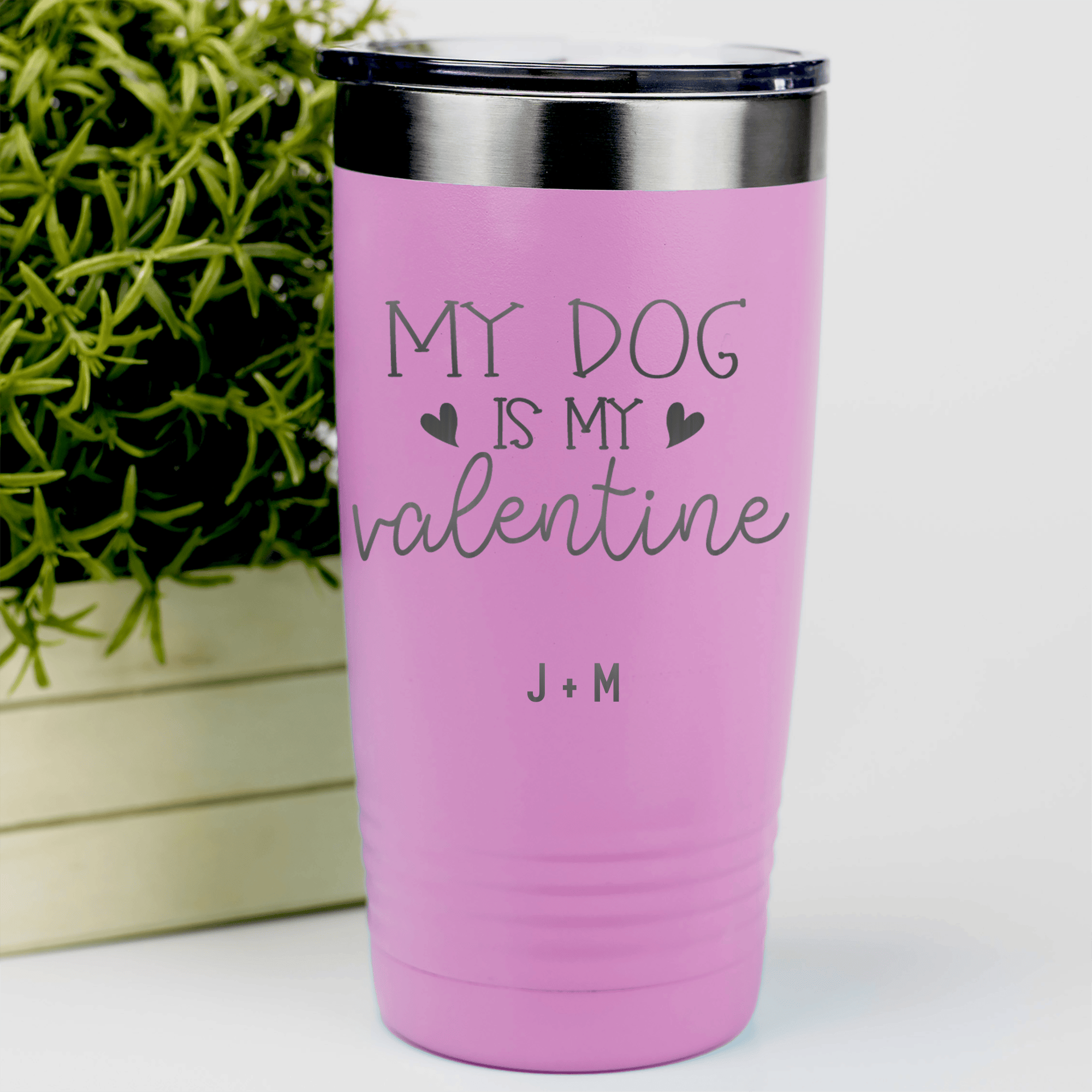 Pink Valentines Day Tumbler With My Dog Is My Valentine Design