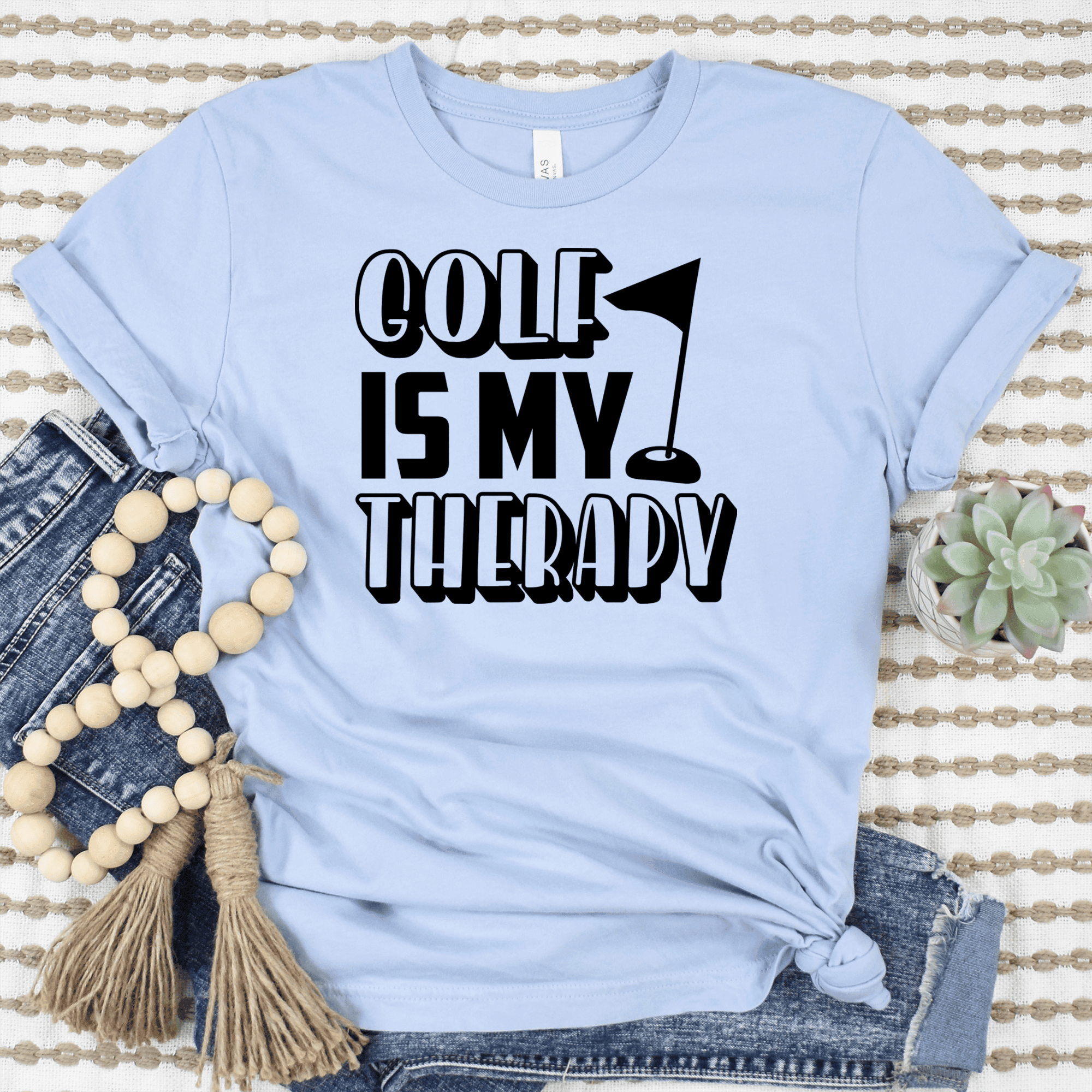 Womens Light Blue T Shirt with My-Real-Therapy design