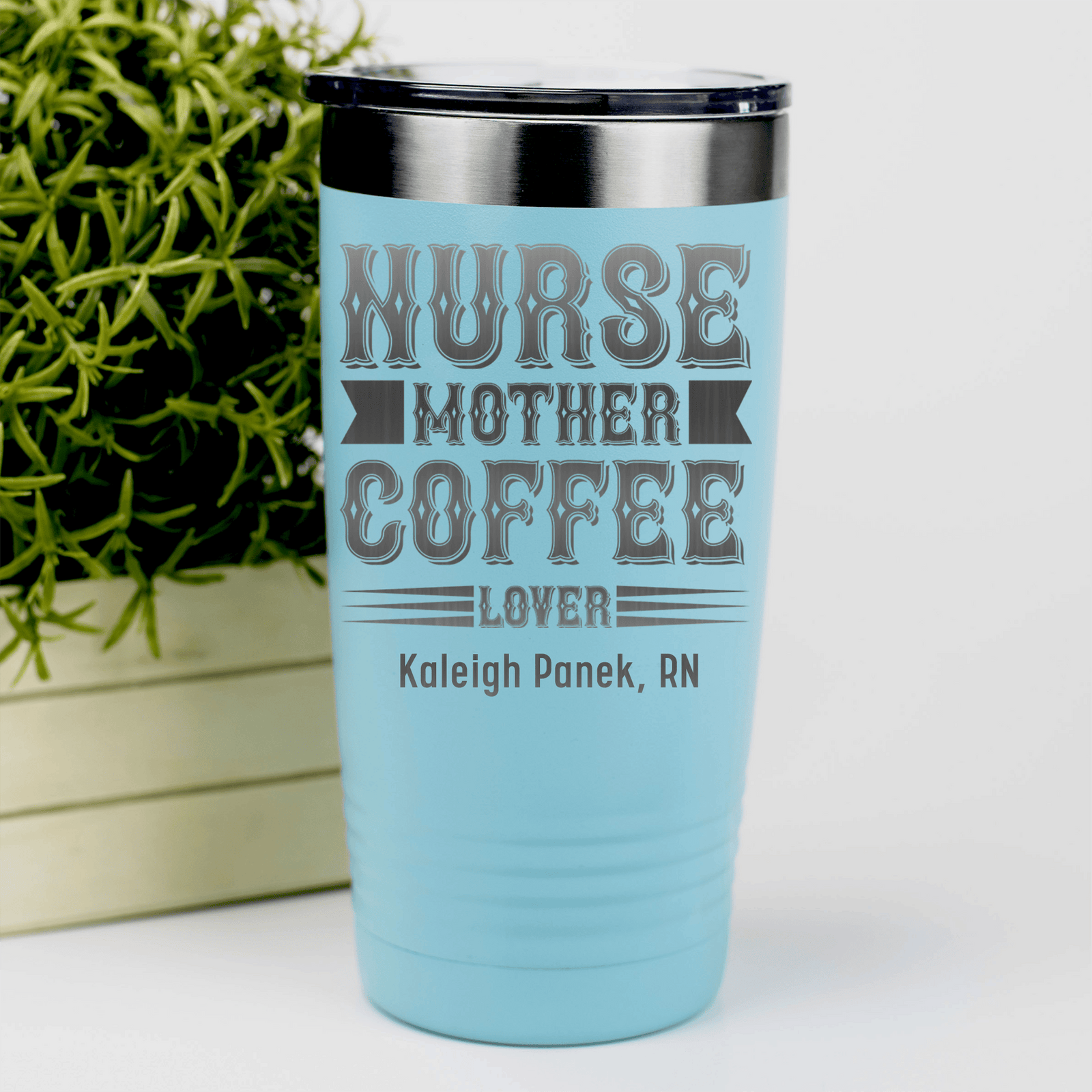 Teal Nurse Tumbler With Nurse Mother And Coffee Design