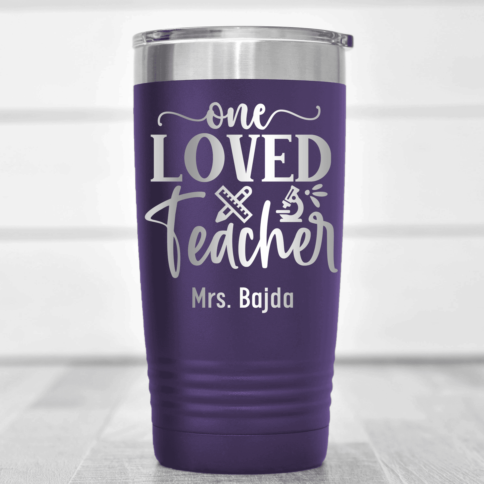 Purple Teacher Tumbler With One Loved Teacher Design