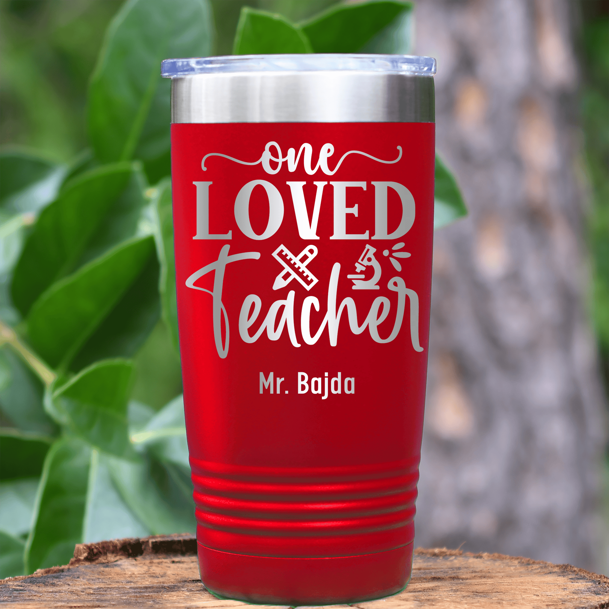 Red Teacher Tumbler With One Loved Teacher Design