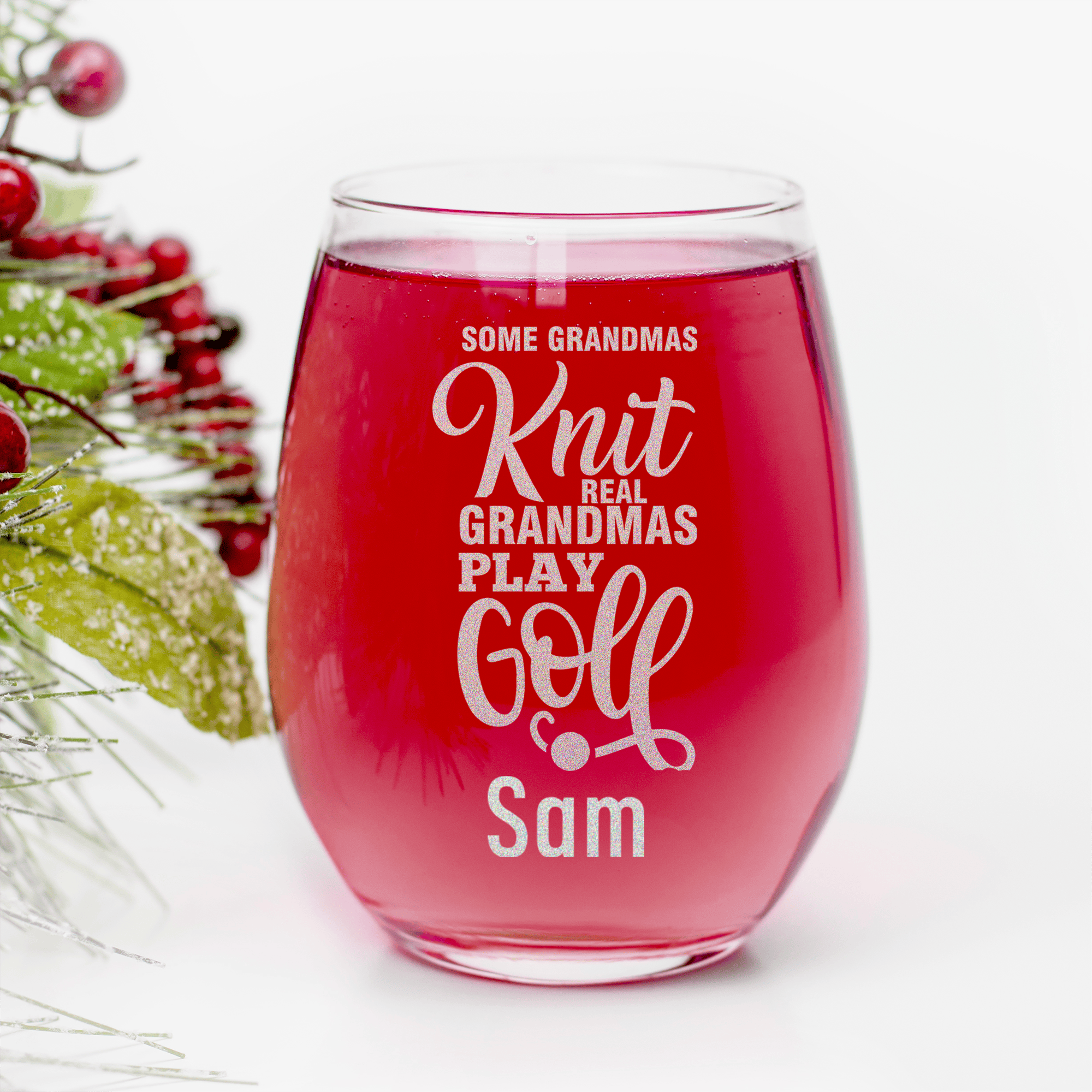 Real Ladies Golf Stemless Wine Glass