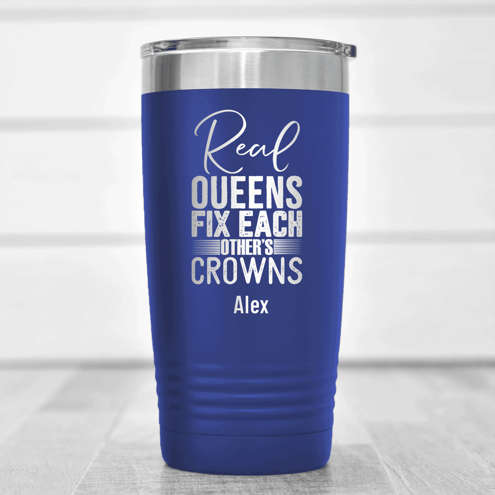 Blue Best Friend Tumbler With Real Queens Fix Crowns Design