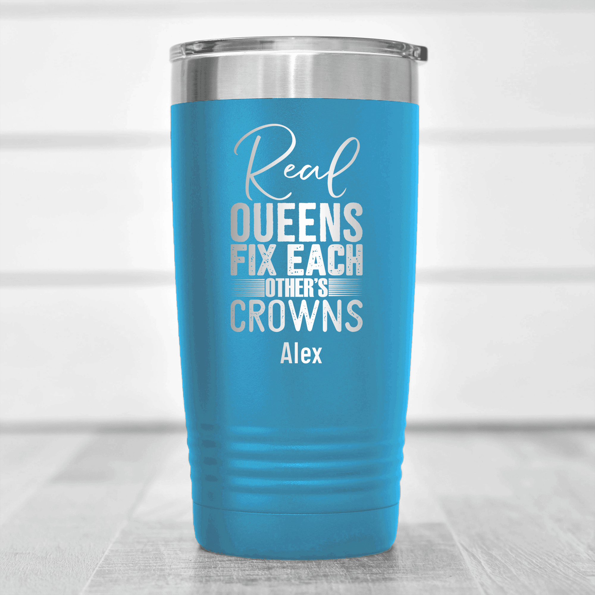 Light Blue Best Friend Tumbler With Real Queens Fix Crowns Design