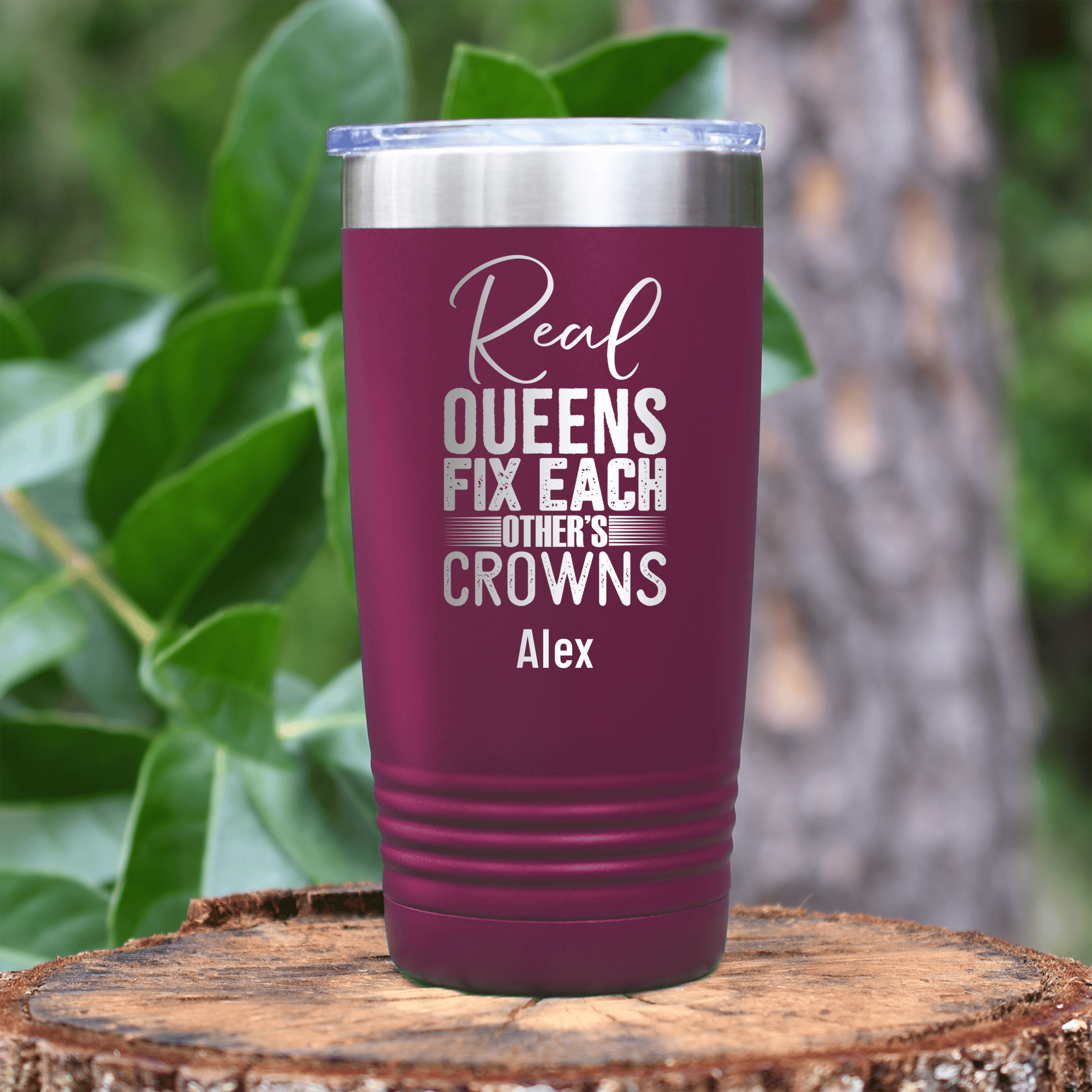 Maroon Best Friend Tumbler With Real Queens Fix Crowns Design