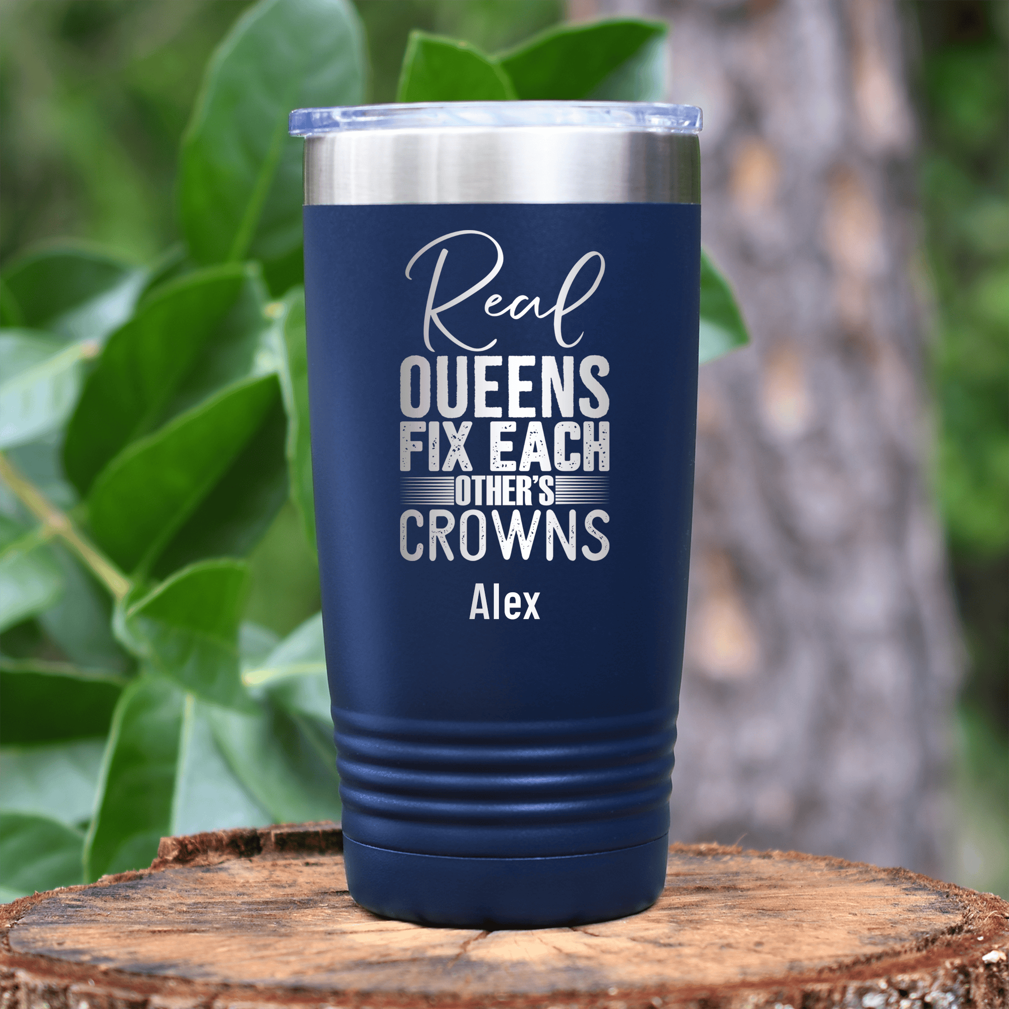 Navy Best Friend Tumbler With Real Queens Fix Crowns Design