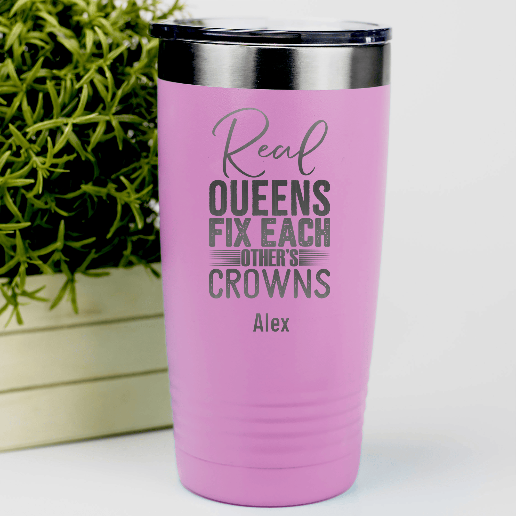 Pink Best Friend Tumbler With Real Queens Fix Crowns Design