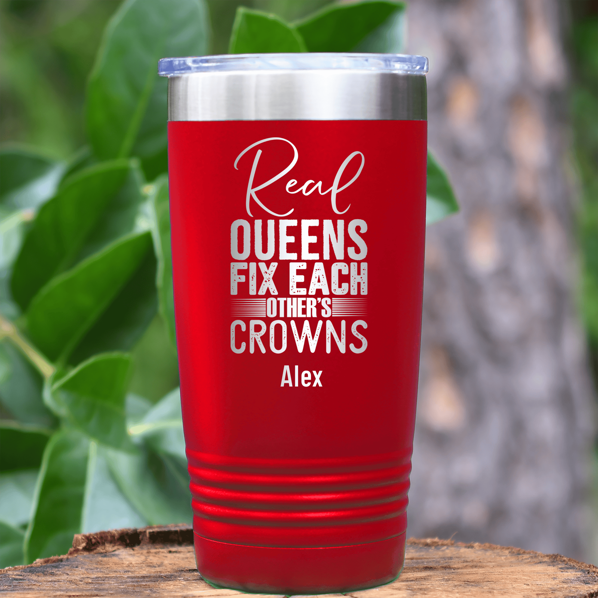 Red Best Friend Tumbler With Real Queens Fix Crowns Design
