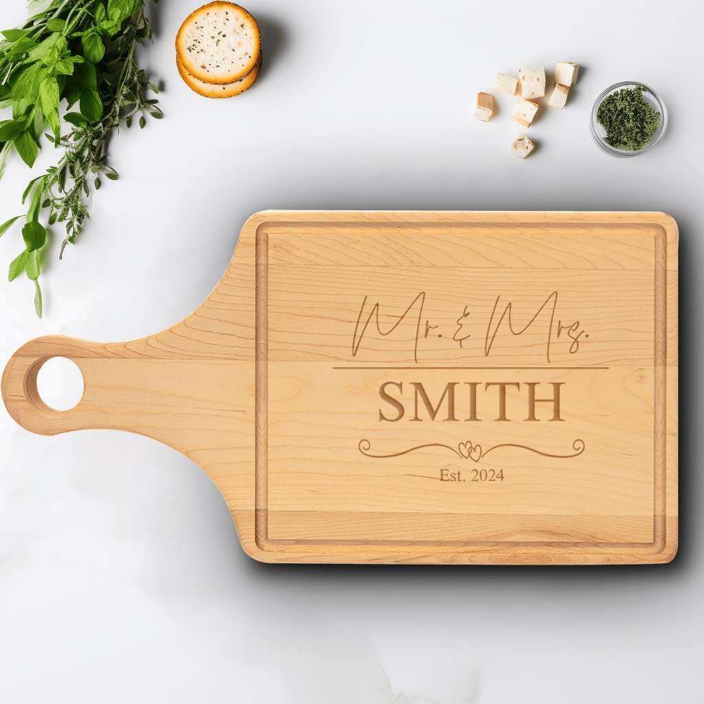 Anniversary Maple Paddle Cutting Board With Shared Journey Design