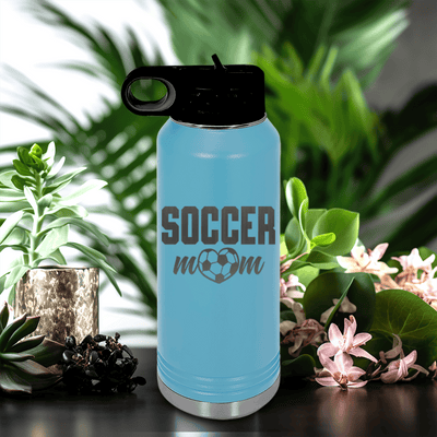 Light Blue Soccer Water Bottle With Soccer Moms Heatfelt Dedication Design