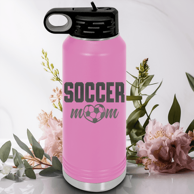 Light Purple Soccer Water Bottle With Soccer Moms Heatfelt Dedication Design