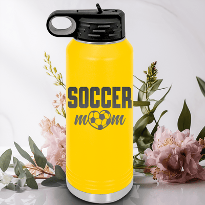 Yellow Soccer Water Bottle With Soccer Moms Heatfelt Dedication Design