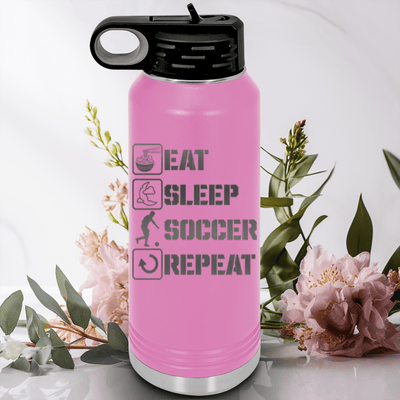 Light Purple Soccer Water Bottle With Soccers Daily Rhythm Design