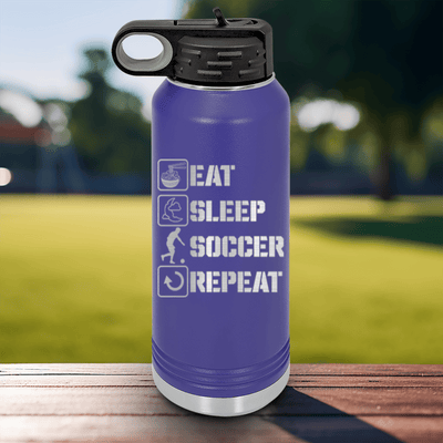Purple Soccer Water Bottle With Soccers Daily Rhythm Design