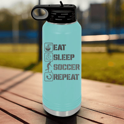 Teal Soccer Water Bottle With Soccers Daily Rhythm Design