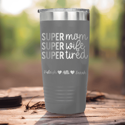 Grey Mothers Day Tumbler With Super Wife Design
