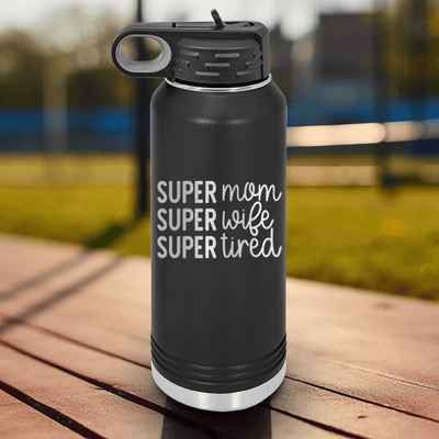 Black Mothers Day Water Bottle With Super Wife Design