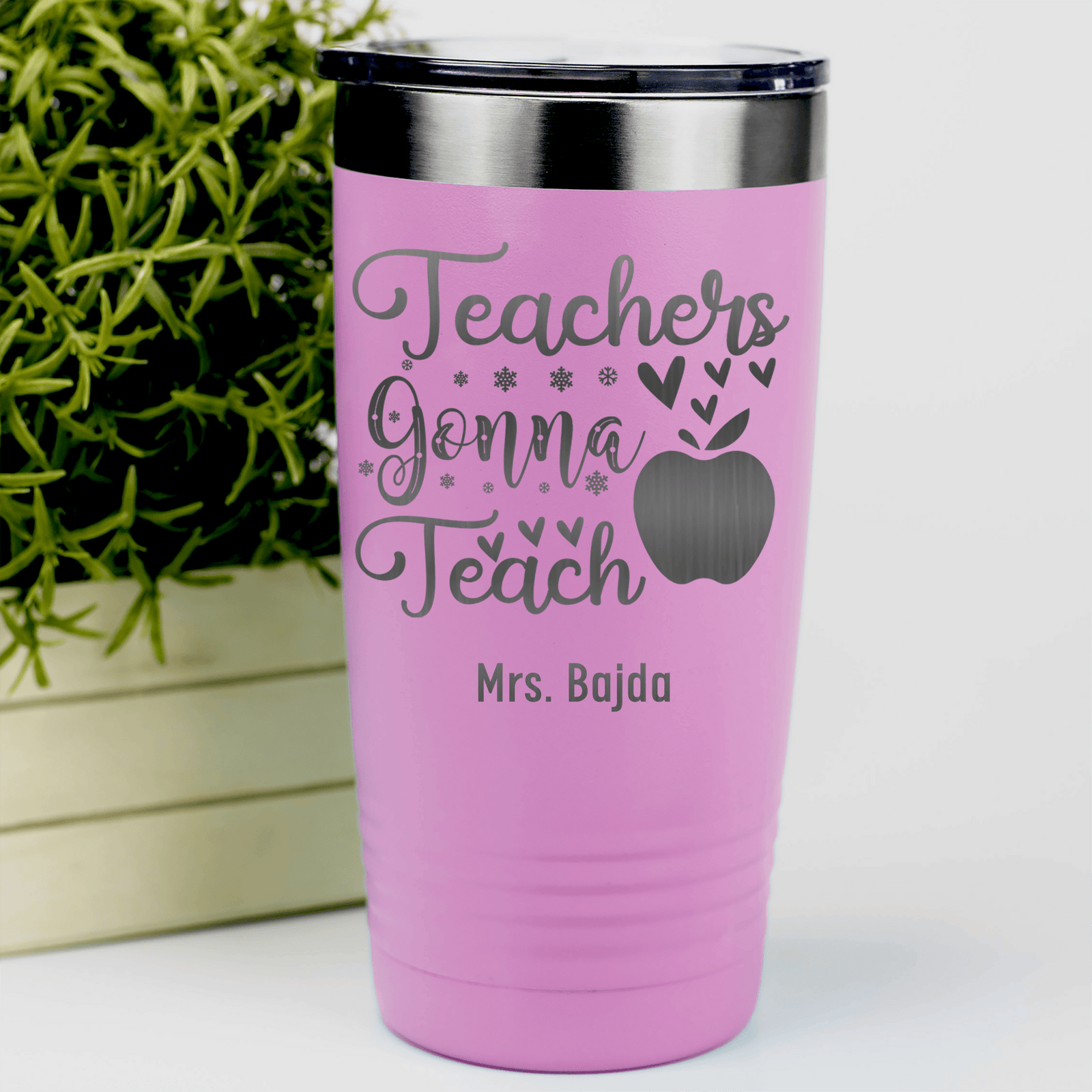 Pink Teacher Tumbler With Teachers Gonna Teach Design