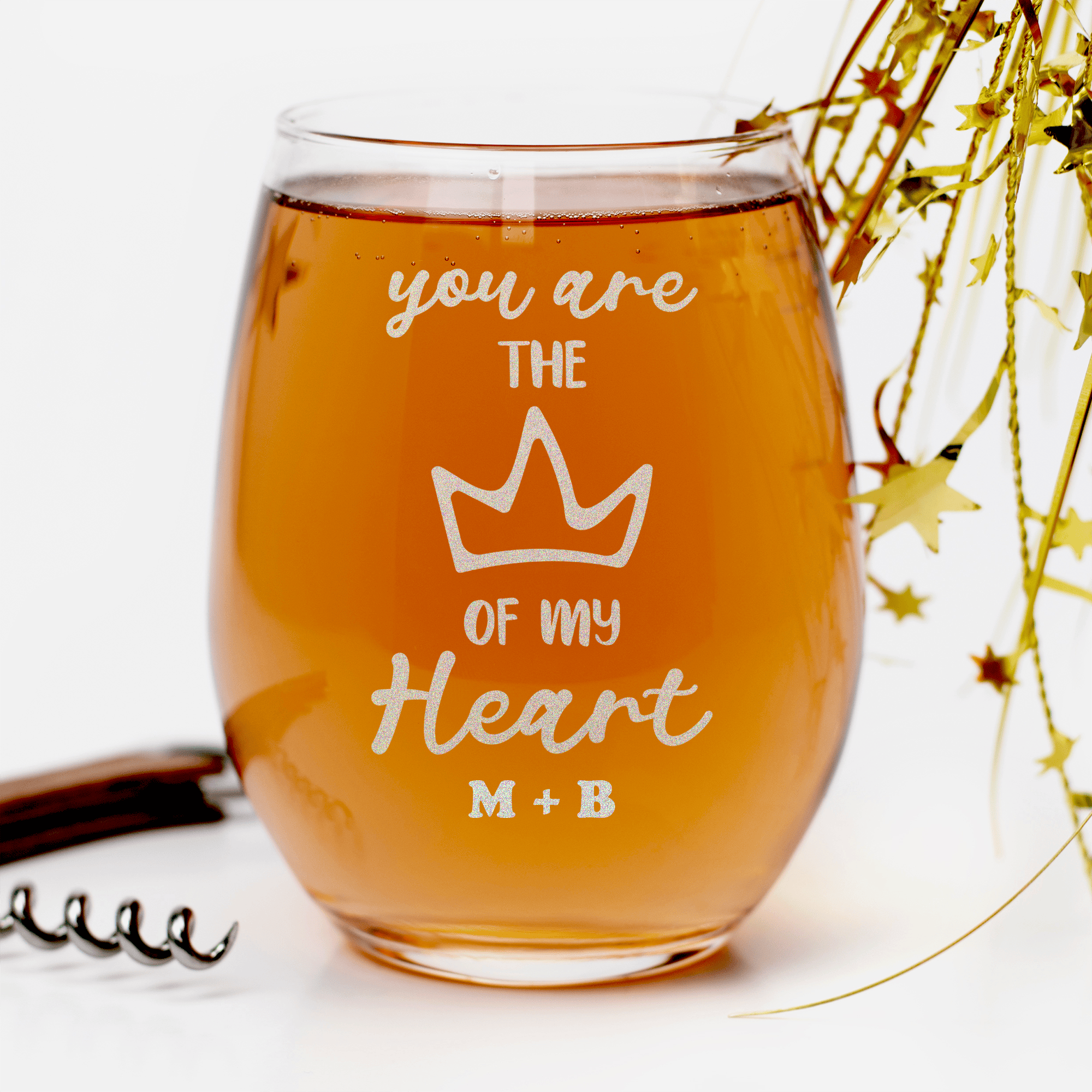 The Queen Of My Heart Stemless Wine Glass