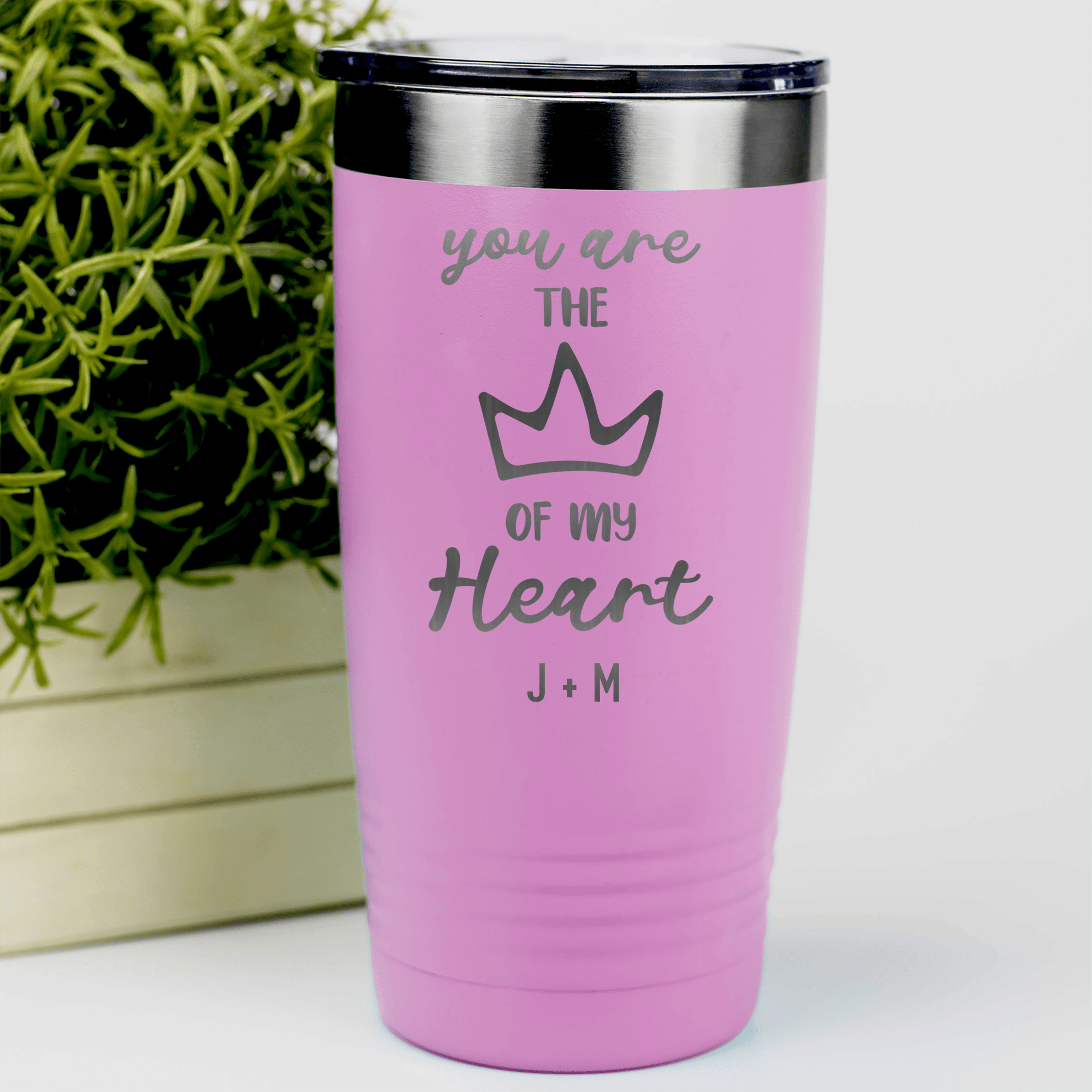 Pink Valentines Day Tumbler With The Queen Of My Heart Design