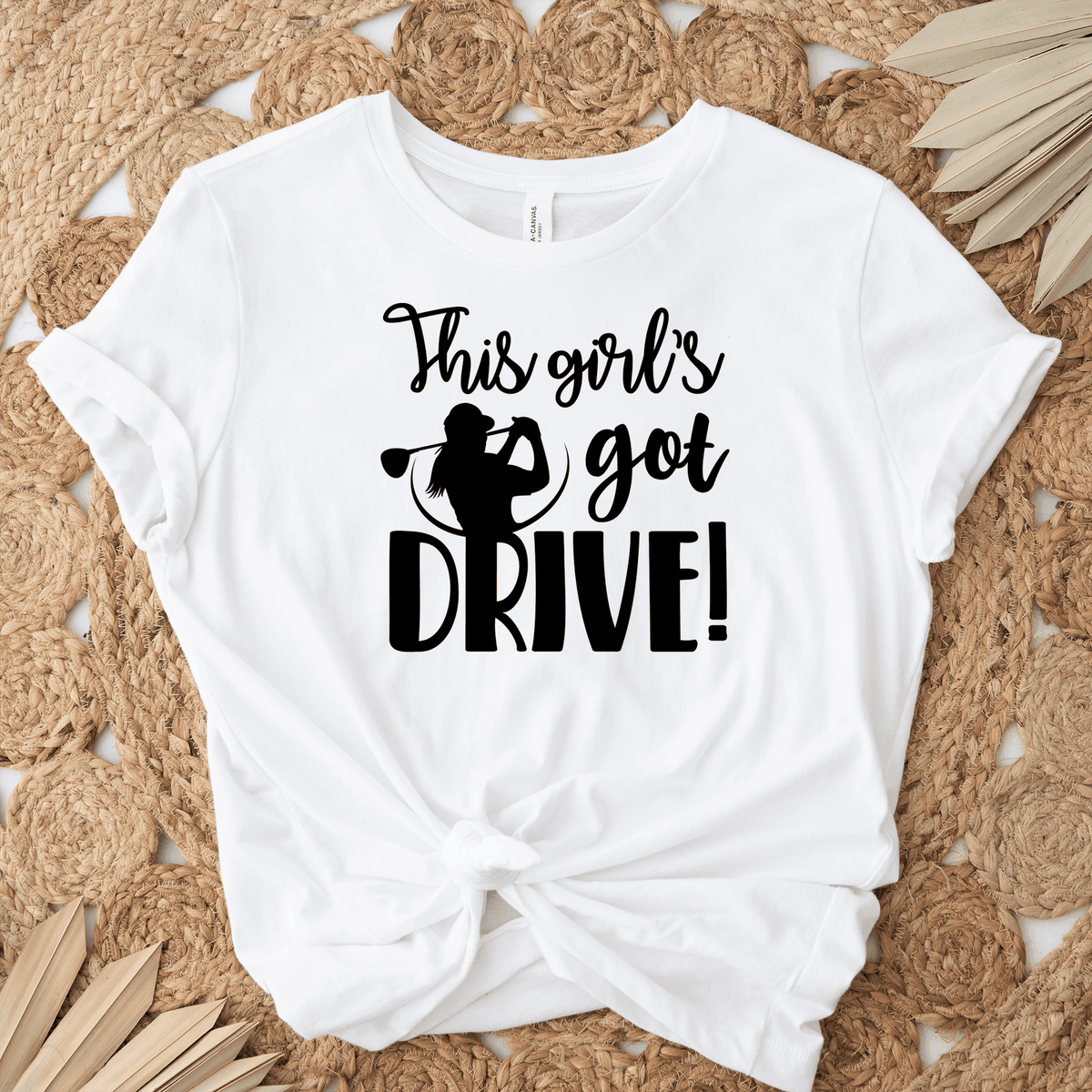 Womens White T Shirt with This-Girls-Got-Drive design