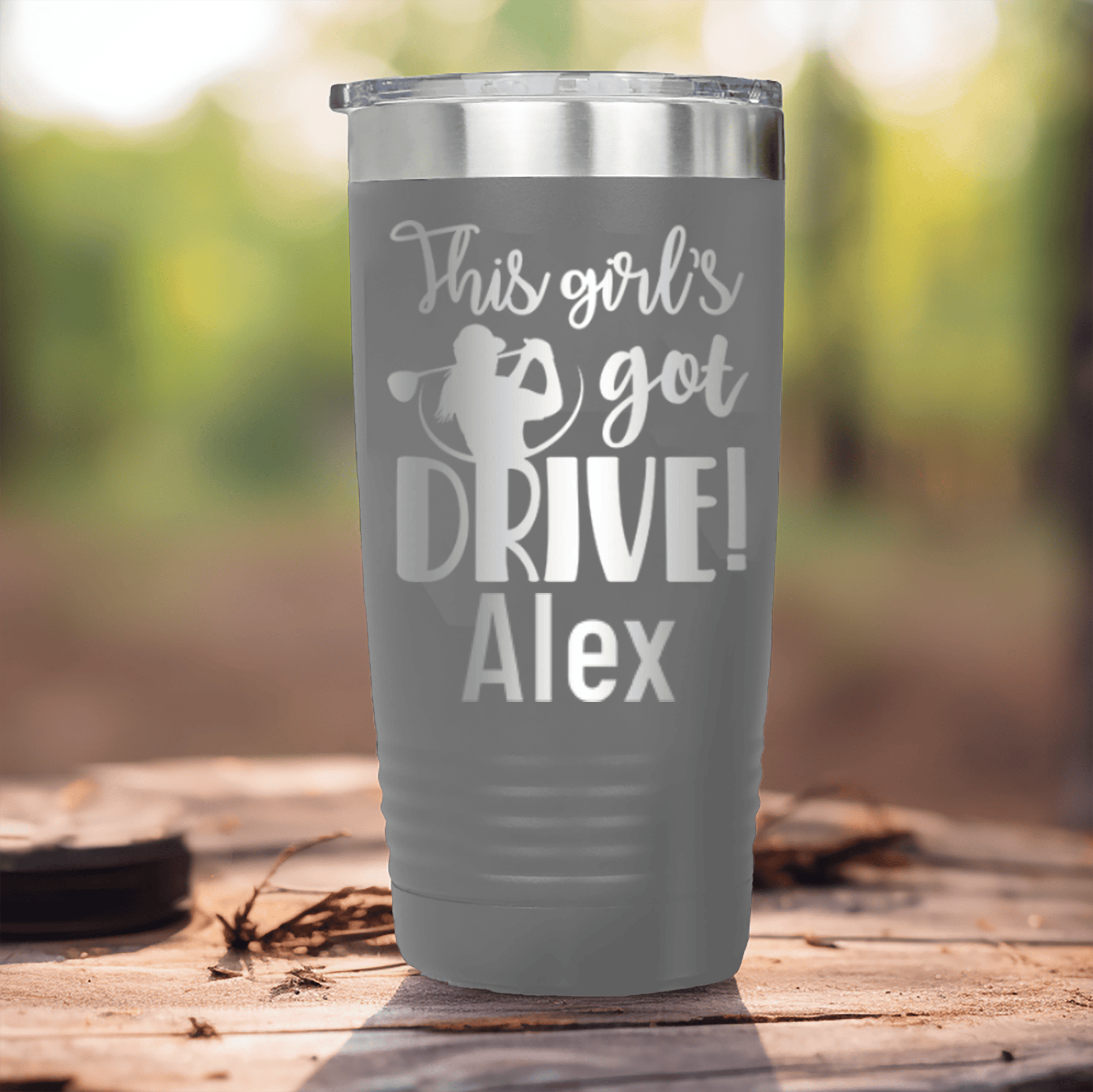 Grey Golf Gifts For Her Tumbler With This Girls Got Drive Design