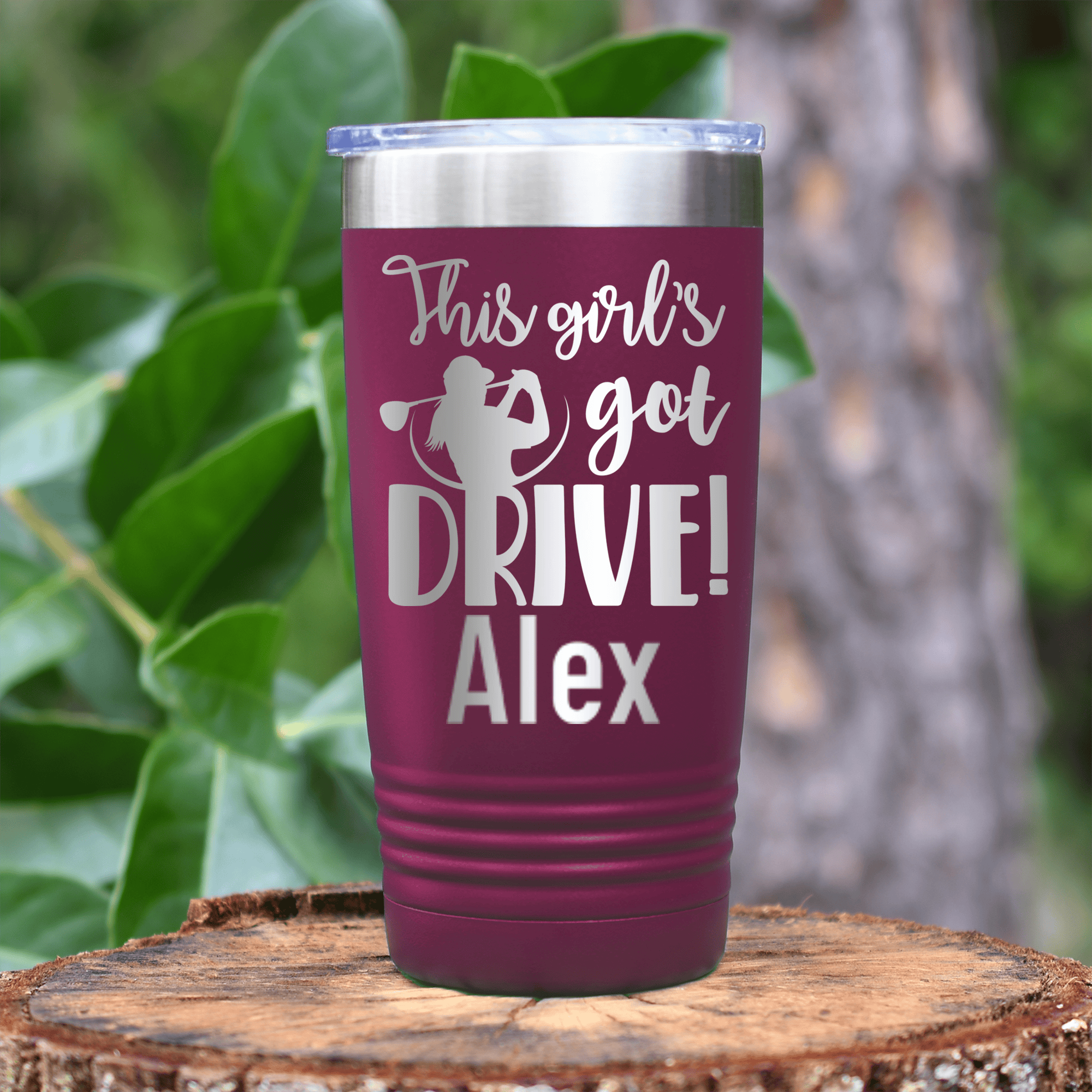 Maroon Golf Gifts For Her Tumbler With This Girls Got Drive Design
