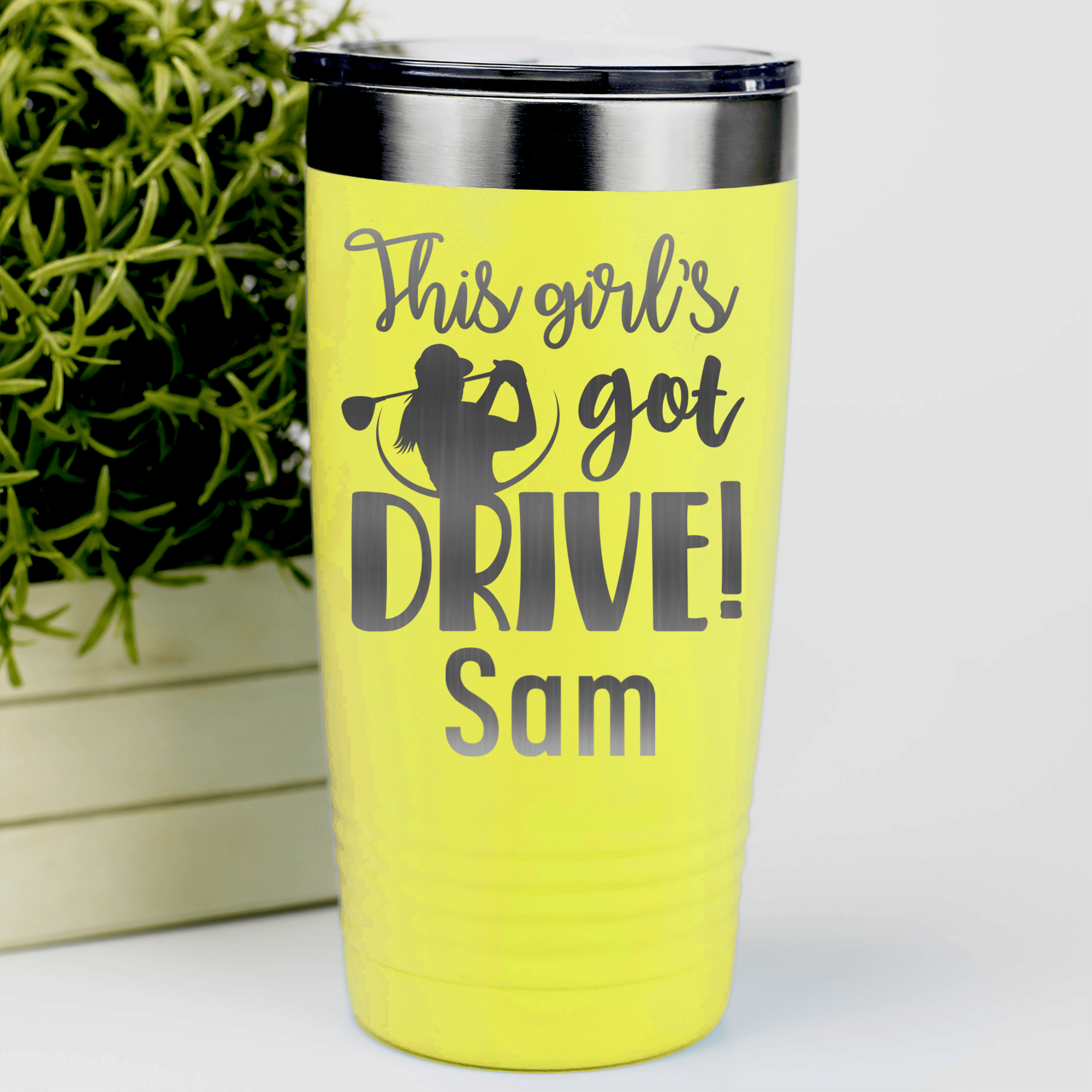 Yellow Golf Gifts For Her Tumbler With This Girls Got Drive Design