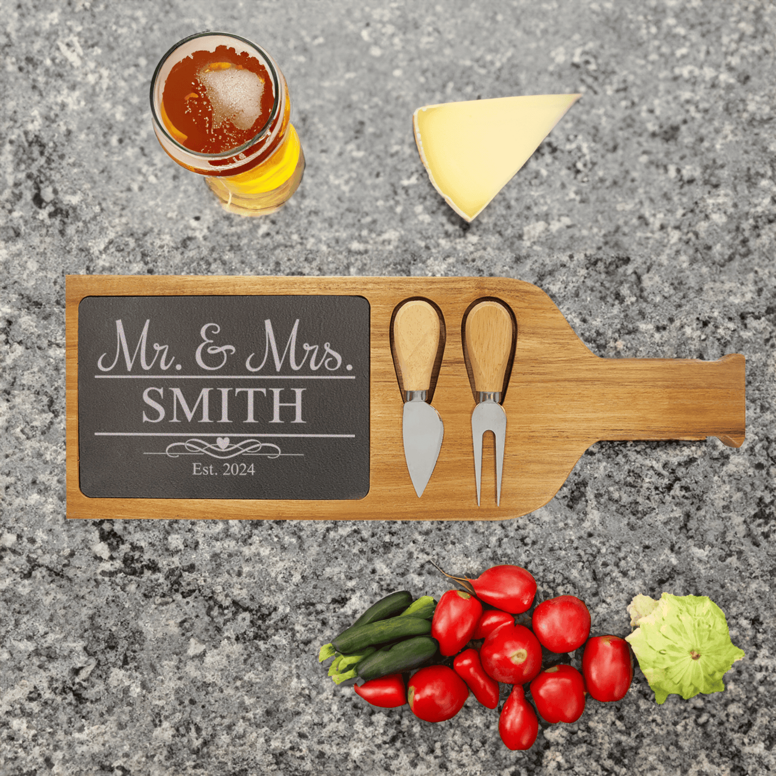 Timeless Bonds Wood Slate Serving Tray With Handle