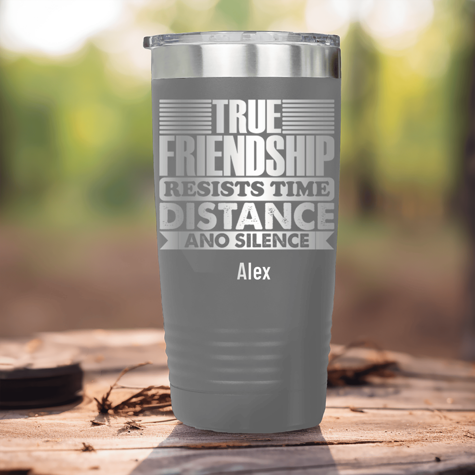 Grey Best Friend Tumbler With True Friendship Resists Time Design