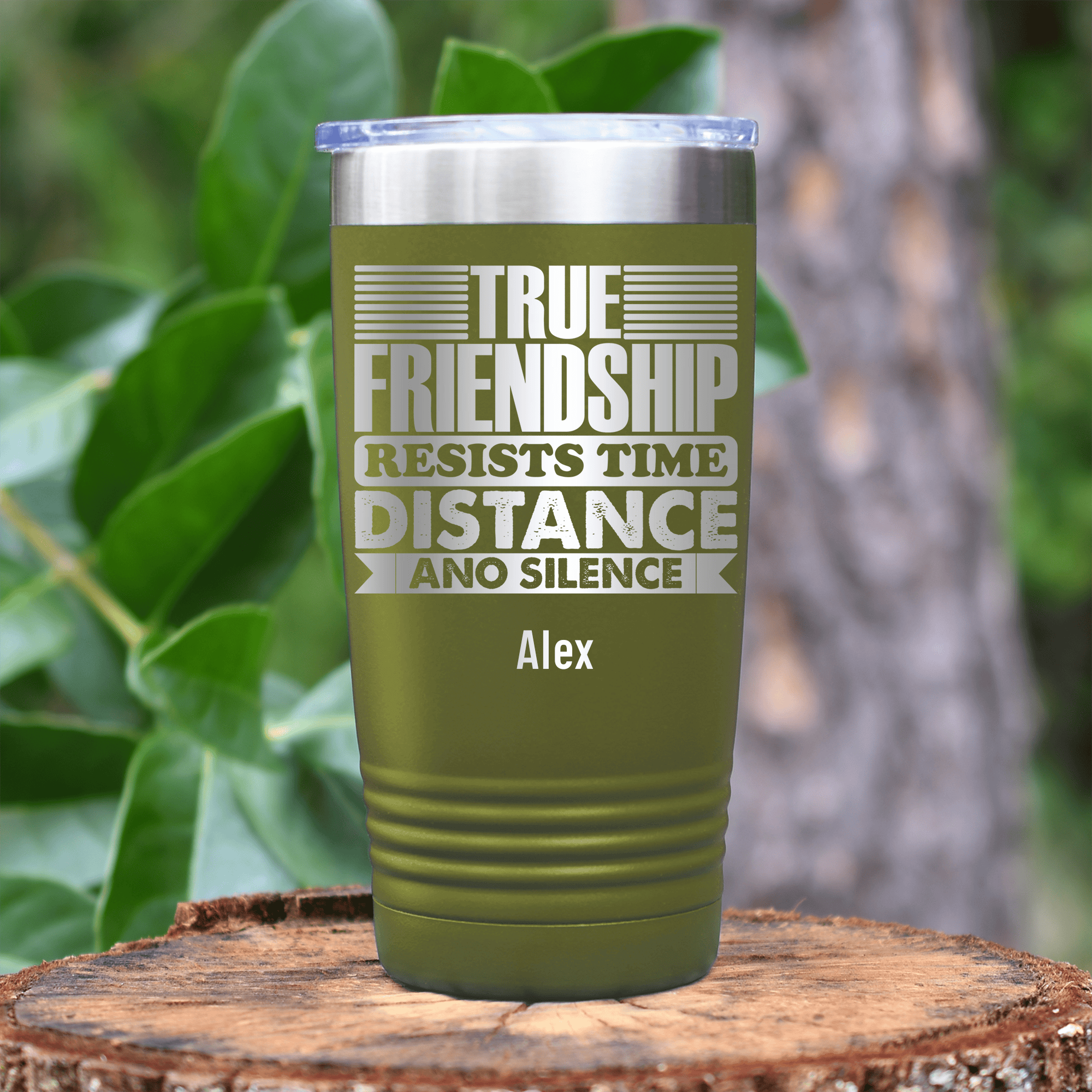 Military Green Best Friend Tumbler With True Friendship Resists Time Design