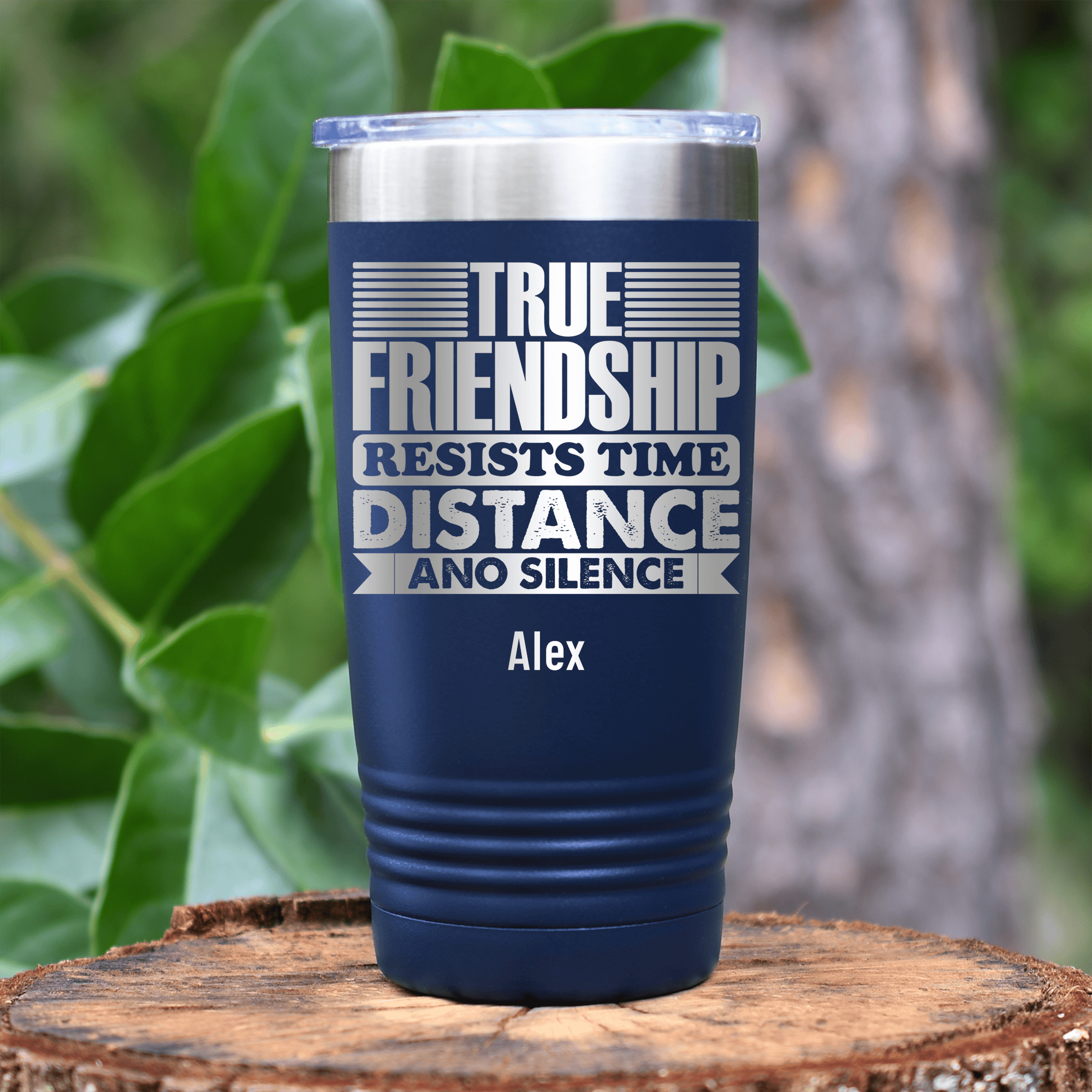 Navy Best Friend Tumbler With True Friendship Resists Time Design