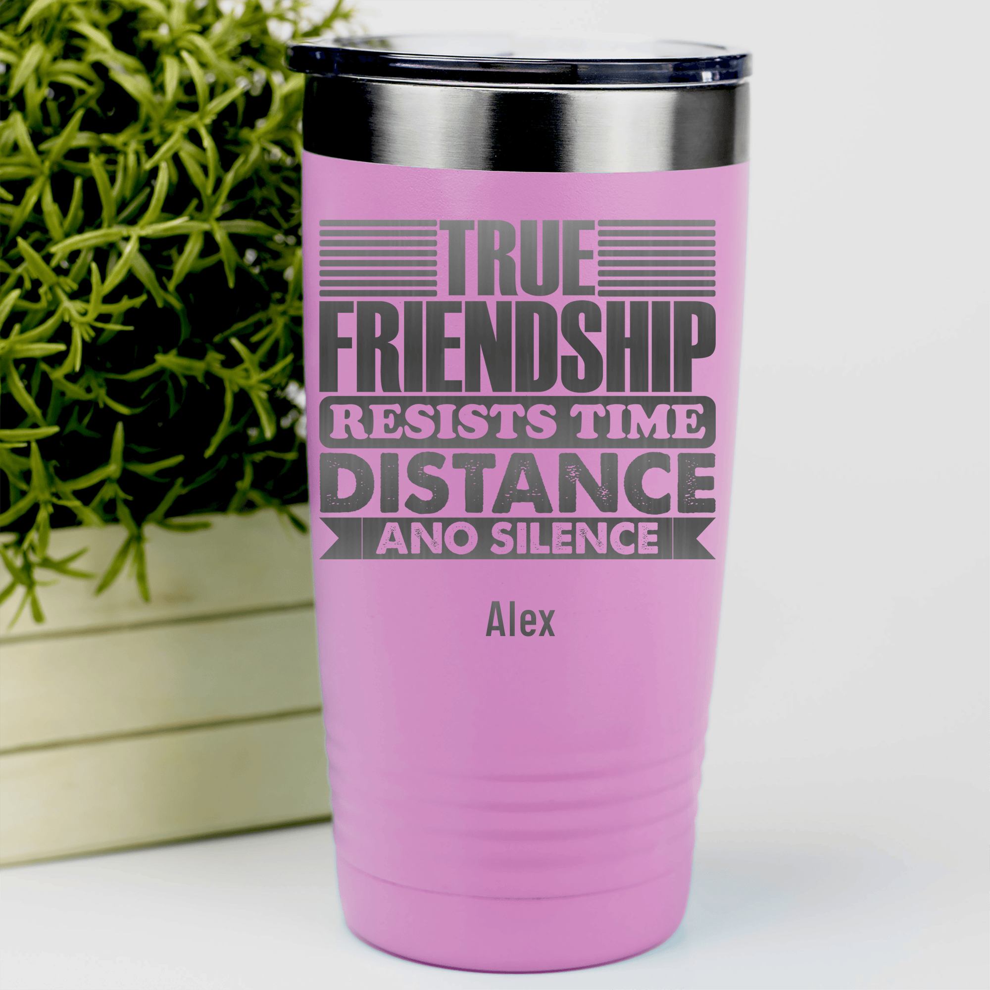 Pink Best Friend Tumbler With True Friendship Resists Time Design