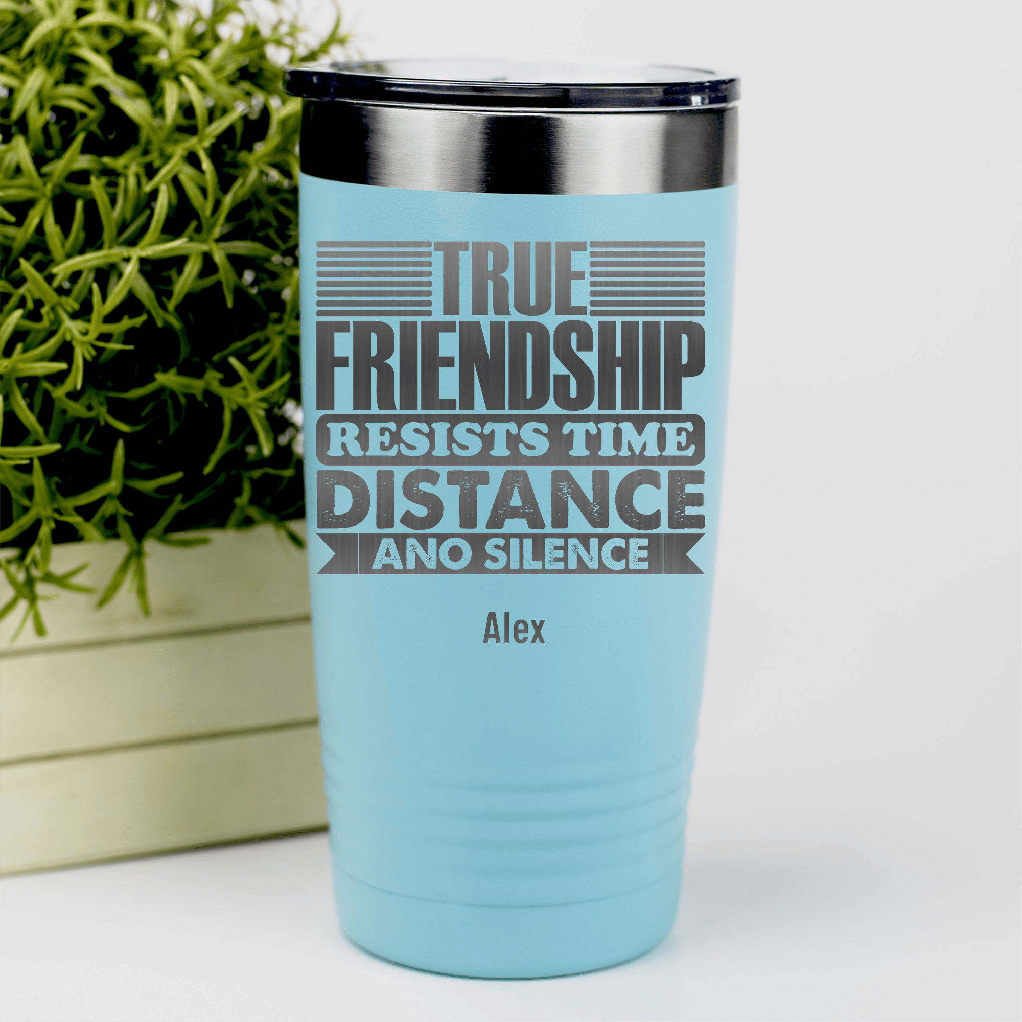 Teal Best Friend Tumbler With True Friendship Resists Time Design