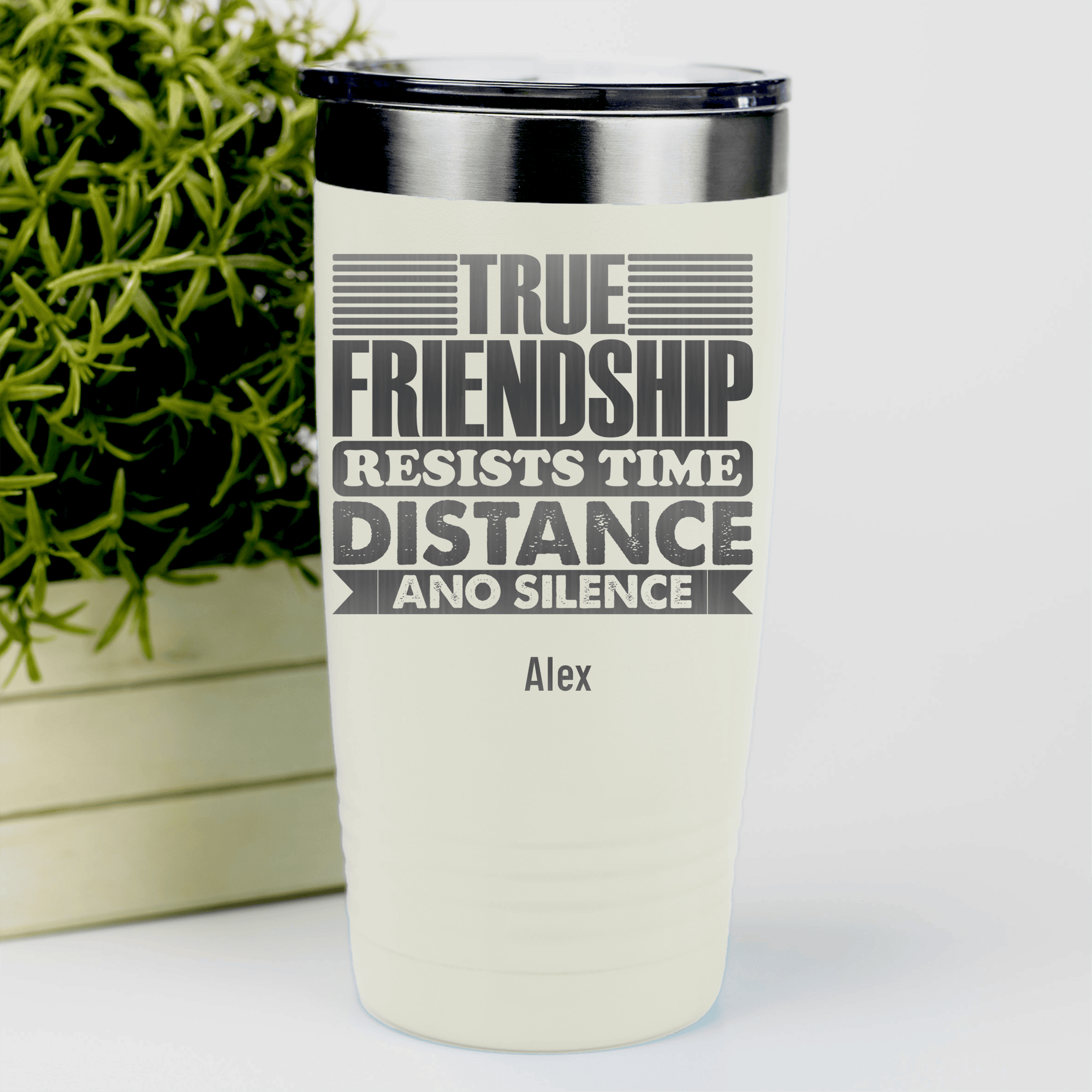 White Best Friend Tumbler With True Friendship Resists Time Design