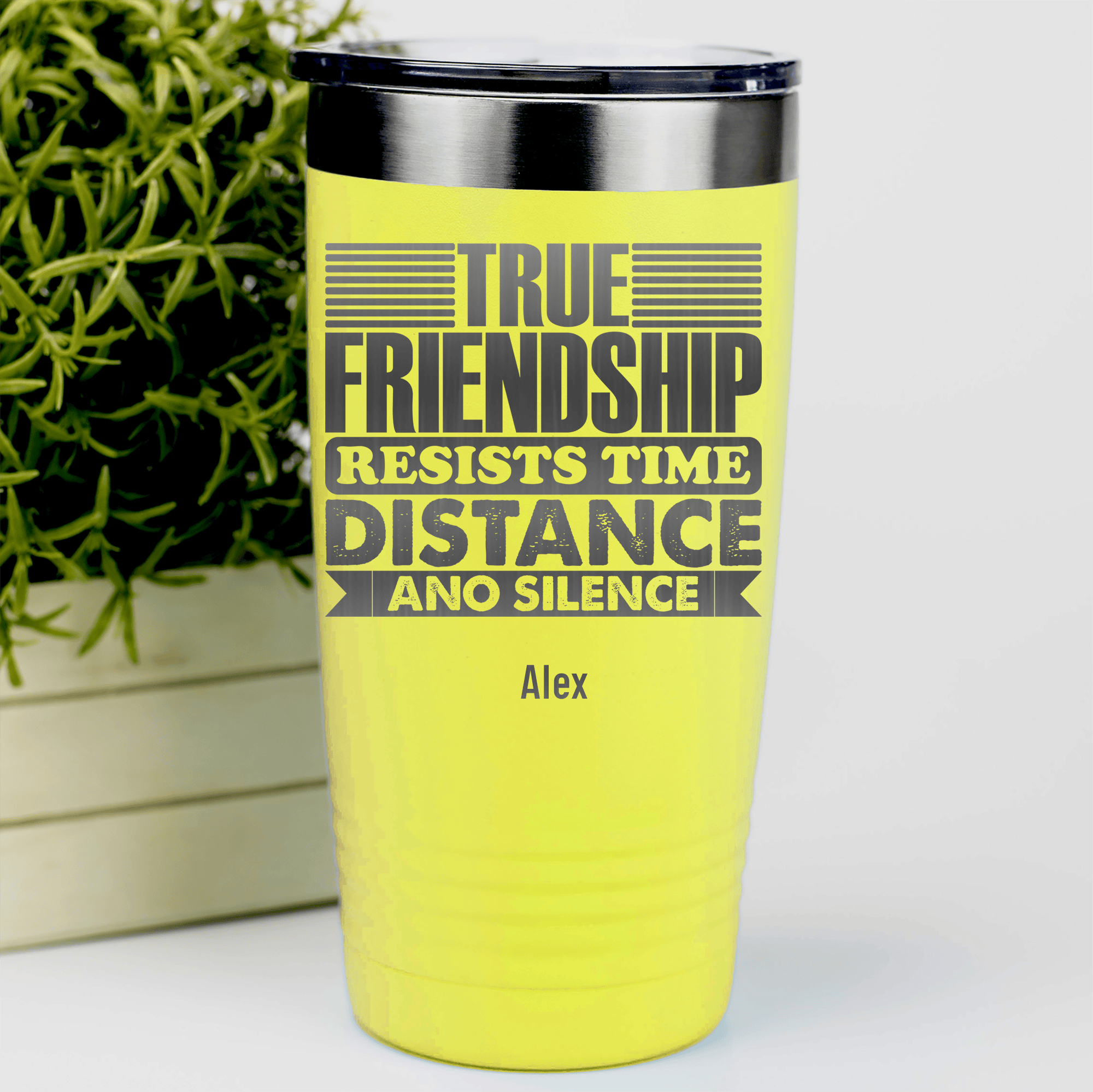Yellow Best Friend Tumbler With True Friendship Resists Time Design
