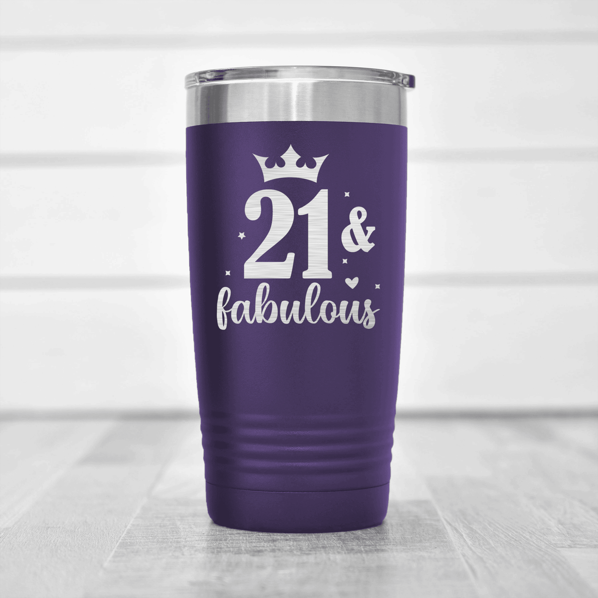 Purple birthday tumbler Twenty One And Fabulous Crown