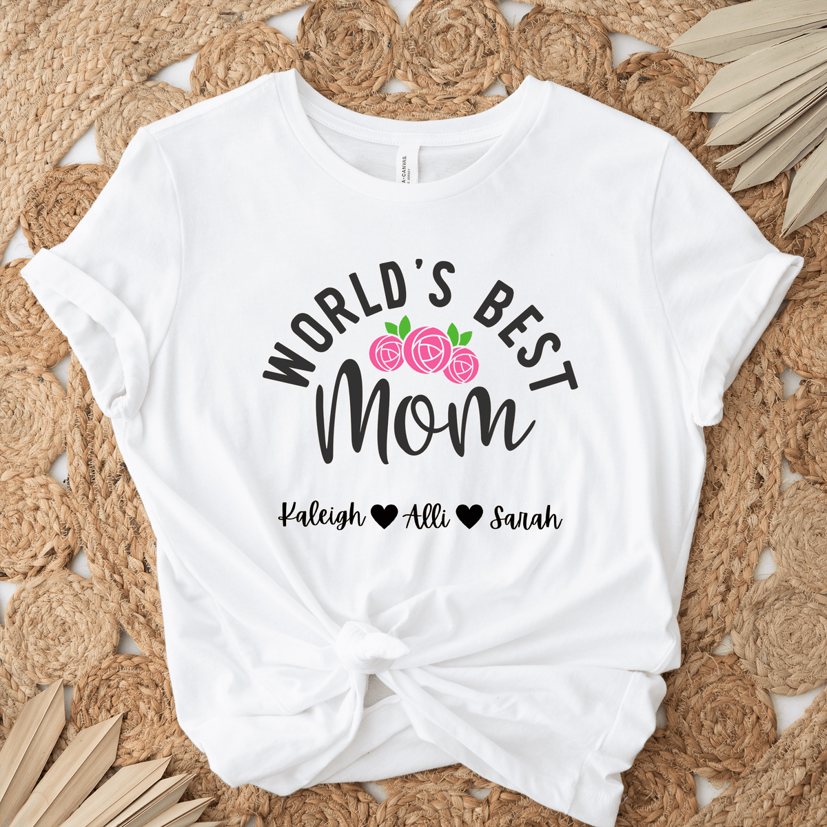 Womens White T Shirt with Worlds-Best-Mom design