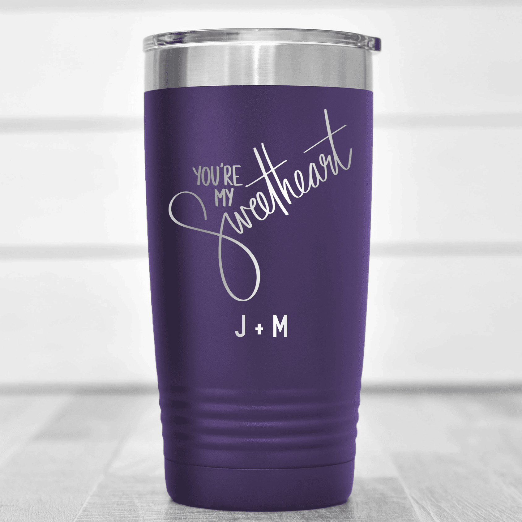 Purple Valentines Day Tumbler With Youre My Sweetheart Design