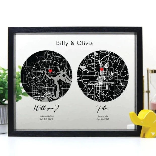 Anniversary Framed Maps of our Love